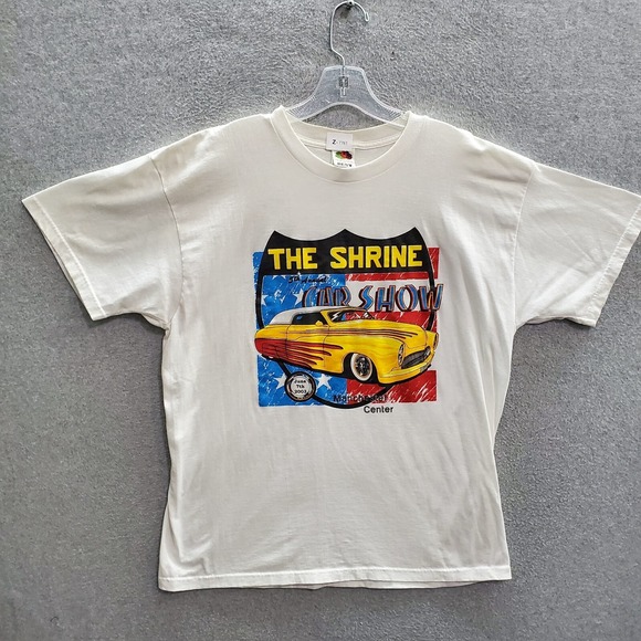 VINTAGE The Shrine Men T-Shirt XL White Car Show 5th Annual Manchester Center 03 - Picture 1 of 8
